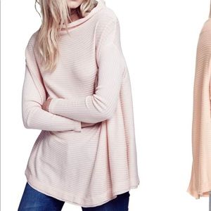 Free People Lover Rib Split Back Pullover Sz M
